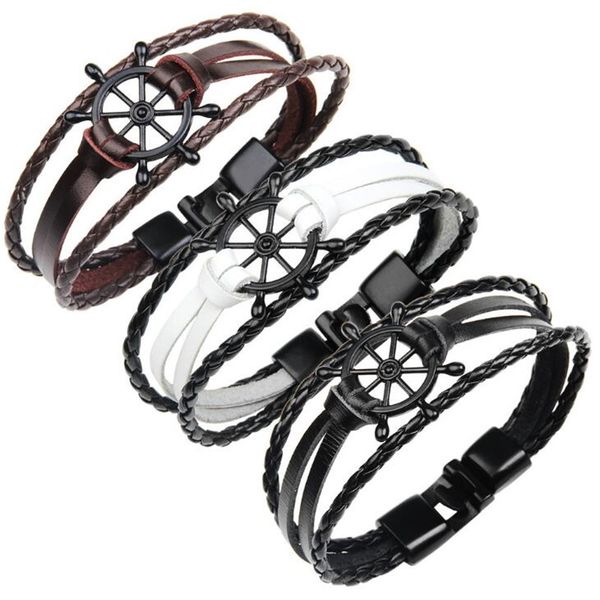 2021 new punk men genuine leather bracelet rudder wristband leather bangle fashion jewelry for boyfriend gift, Black
2021 new punk men genuine leather bracelet rudder wristband leather bangle fashion jewelry for boyfriend gift, Black