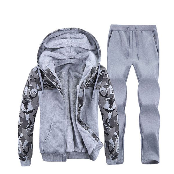 tracksuit men two piece set man clothes camouflage sleeve hooded jacket+ pants winter warm fleece hoodies track suit, Gray
tracksuit men two piece set man clothes camouflage sleeve hooded jacket+ pants winter warm fleece hoodies track suit, Gray