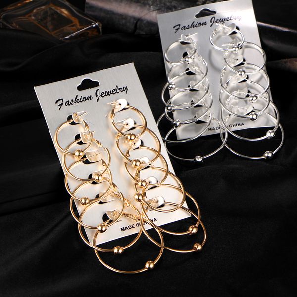 if me fashion large bead round hoop earrings for women female gold and silver color circle earrings 6 pair/set punk style gift, Golden;silver
if me fashion large bead round hoop earrings for women female gold and silver color circle earrings 6 pair/set punk style gift, Golden;silver