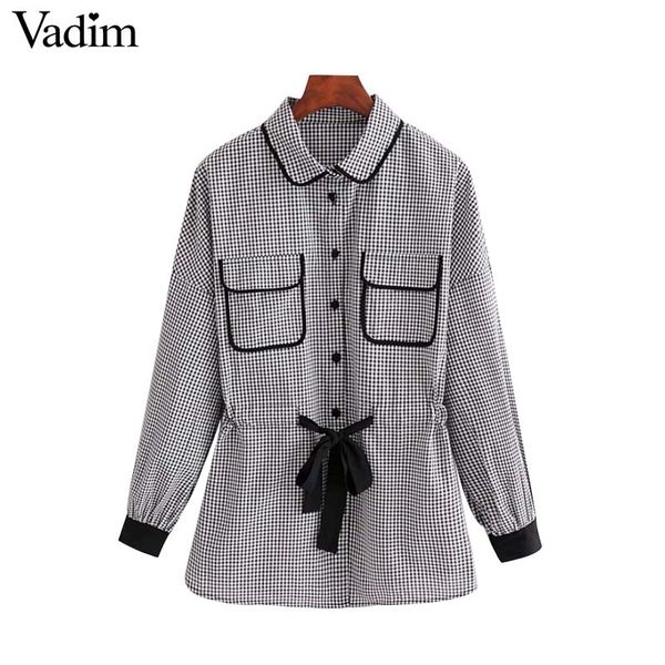 vadim women sweet bow tie plaid shirts checkered long sleeve pleated blouse vintage ladies casual chic blusas lt2754, White
vadim women sweet bow tie plaid shirts checkered long sleeve pleated blouse vintage ladies casual chic blusas lt2754, White