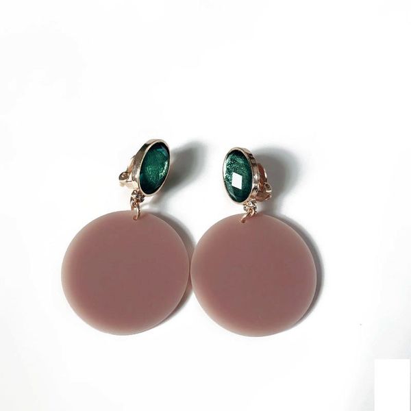 new elegant simple brown round resin green fashion alloy geometric trendy clip earring, Silver
new elegant simple brown round resin green fashion alloy geometric trendy clip earring, Silver