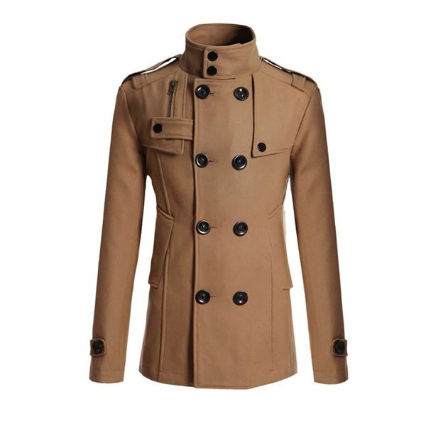 fashion mandarin collar double breasted male jacket autumn winter wool blends coat men thick warm overcoats with pockets 7q2217, Black
fashion mandarin collar double breasted male jacket autumn winter wool blends coat men thick warm overcoats with pockets 7q2217, Black