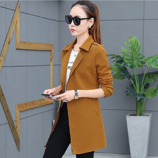 2018 new korean version of large size women loose harajuku style short was thin in the long trench coat, Tan;black
2018 new korean version of large size women loose harajuku style short was thin in the long trench coat, Tan;black