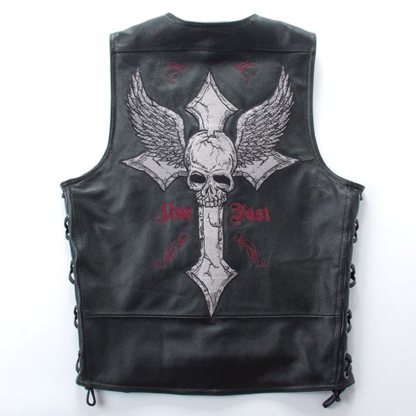 Embroidery New Style Genuine Leather Man Slim Vest Motorbiker Men's Vests Skull Cow Leather Jacket Embroidery Casual Suit High Quality 
Embroidery New Style Genuine Leather Man Slim Vest Motorbiker Men's Vests Skull Cow Leather Jacket Embroidery Casual Suit High Quality