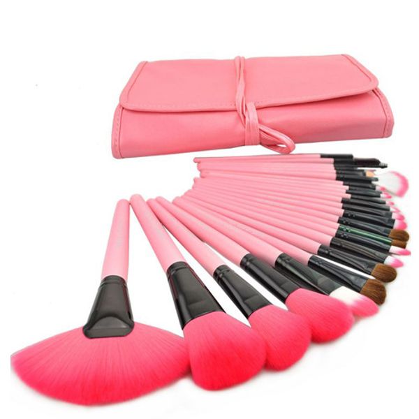 

Розовый косметический макияж кисти набор румяна тени для век порошок Фонд бровей губ Макияж кисти комплект с сумкой