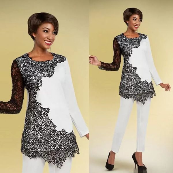 white and black mother of the bride outfit jewel neck long sleeve lace appliques women's pants suits chiffon females clothes, Black;red
white and black mother of the bride outfit jewel neck long sleeve lace appliques women's pants suits chiffon females clothes, Black;red