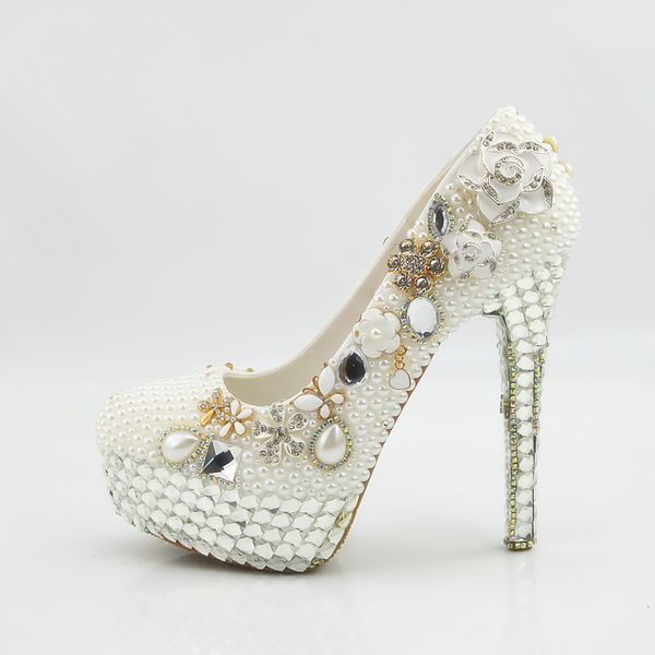 2018 handmade fashion crystal platform high heels white pearls wedding shoes bridal round toe high heels elegant party prom shoes plus size, Black
2018 handmade fashion crystal platform high heels white pearls wedding shoes bridal round toe high heels elegant party prom shoes plus size, Black