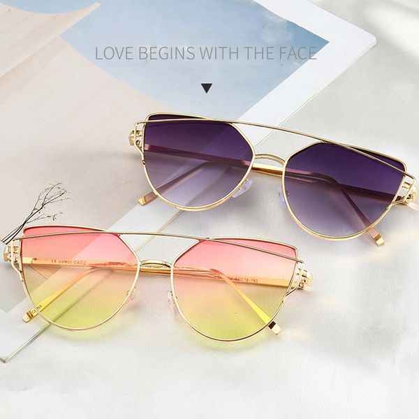 2018 cat eye vintage brand rose gold mirror sunglasses driving women metal reflective flat lens sun glasses female, White;black
2018 cat eye vintage brand rose gold mirror sunglasses driving women metal reflective flat lens sun glasses female, White;black