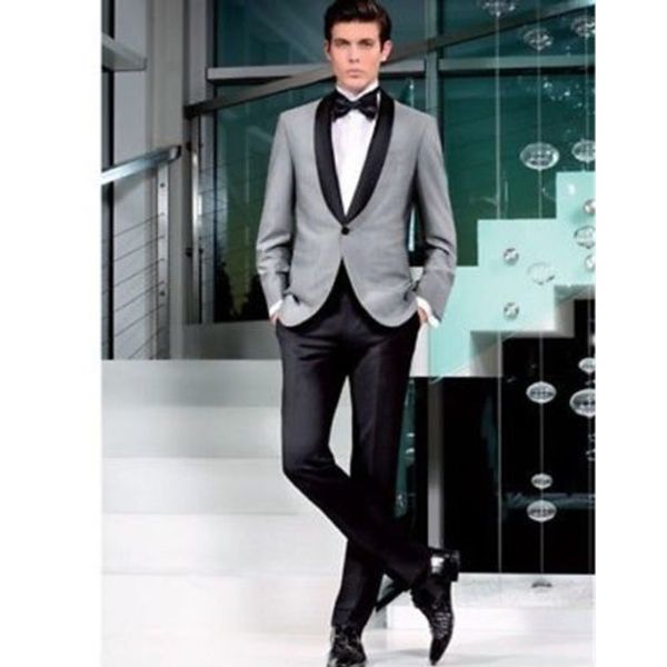 hot men wedding suits formal groom tuxedos grey jacket black satin lapel + pants, White;black
hot men wedding suits formal groom tuxedos grey jacket black satin lapel + pants, White;black