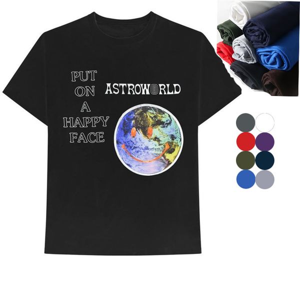 new arrival travis scott astroworld theme smile earthtshirt happy earth tees fashion design for men and women, White;black
new arrival travis scott astroworld theme smile earthtshirt happy earth tees fashion design for men and women, White;black