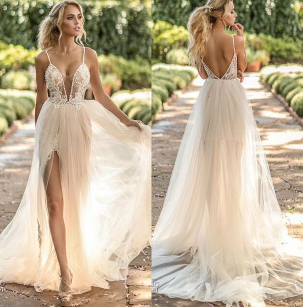 naama & anat couture 2019 wedding dresses spaghetti backless lace bridal gowns thigh split country bohemian wedding dress custom made, White
naama & anat couture 2019 wedding dresses spaghetti backless lace bridal gowns thigh split country bohemian wedding dress custom made, White