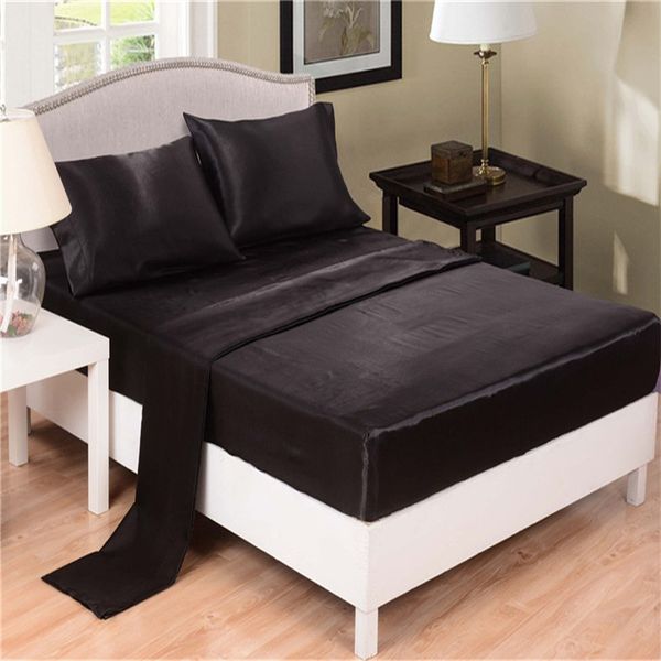 home textile black solid silk satin 4 pcs twin/full/queen/king bedding sets bed linen sheet set flat sheet+fitted sheet
home textile black solid silk satin 4 pcs twin/full/queen/king bedding sets bed linen sheet set flat sheet+fitted sheet