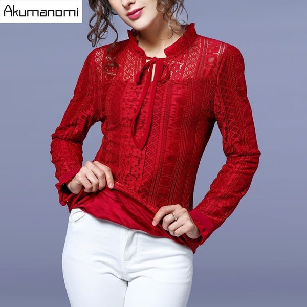 winter lace blouse thicken bow ruffled collar black green red ruffles cuff women's clothes autumn spring shirt plus size, White
winter lace blouse thicken bow ruffled collar black green red ruffles cuff women's clothes autumn spring shirt plus size, White