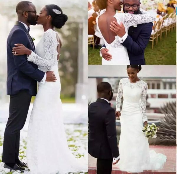 African Full Lace Wedding Dresses Black Girls Sweep Train Backless Beach Bridal Gowns Saudi Arabic Dubai Long Sleeves Wedding Dresses
African Full Lace Wedding Dresses Black Girls Sweep Train Backless Beach Bridal Gowns Saudi Arabic Dubai Long Sleeves Wedding Dresses
