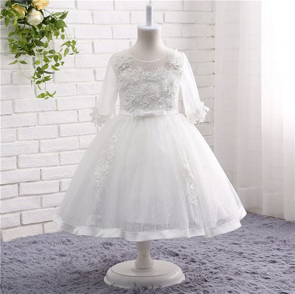 lace flower girls dresses ball gown tea length crew 3/4 long sleeves organza applique sequins beads girls communion dress, White;blue
lace flower girls dresses ball gown tea length crew 3/4 long sleeves organza applique sequins beads girls communion dress, White;blue