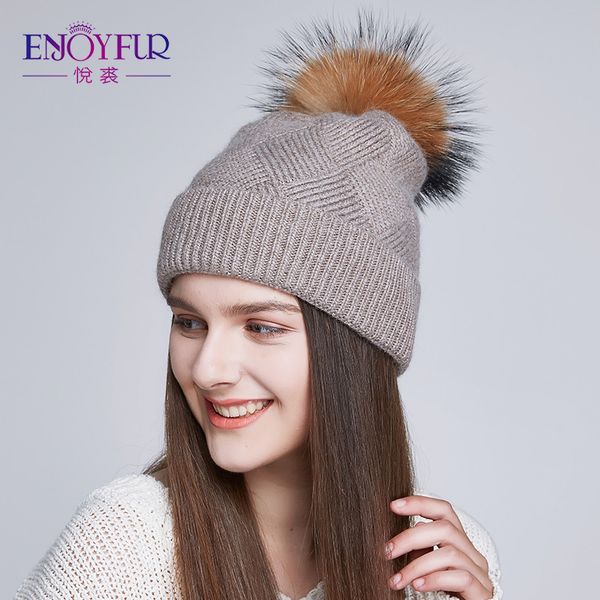 enjoyfur 2018 natural raccoon fur pompom hats warm wool women's cap for winter turn up brim female caps, Blue;gray
enjoyfur 2018 natural raccoon fur pompom hats warm wool women's cap for winter turn up brim female caps, Blue;gray