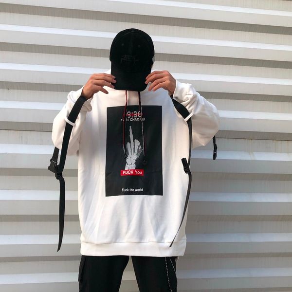 harajuku sleeve long ribbon hoodies erect middle finger men hoodie hip hop streetwear sweatshirts high street mens cloth, Black 
harajuku sleeve long ribbon hoodies erect middle finger men hoodie hip hop streetwear sweatshirts high street mens cloth, Black