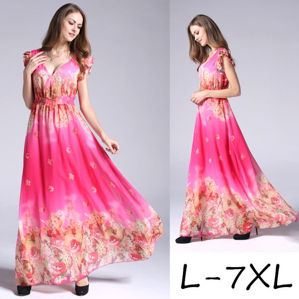 sari dresses 2017, europe and america fashion women's clothing, v collar large yards of chiffon printed dress, Red
sari dresses 2017, europe and america fashion women's clothing, v collar large yards of chiffon printed dress, Red