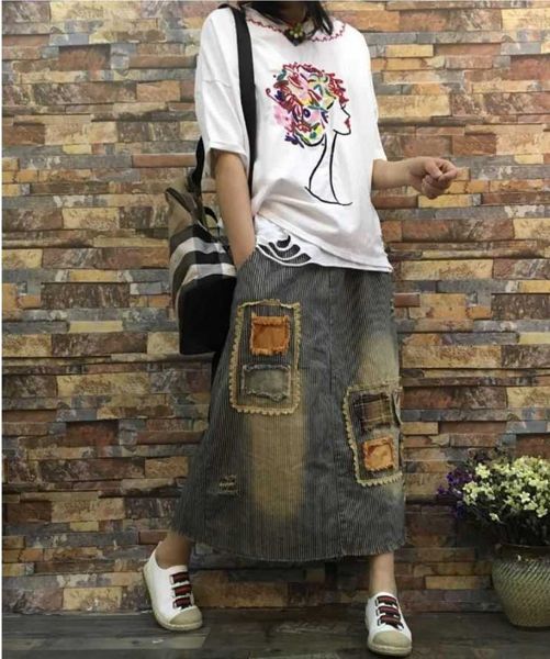 spring summer skirt women new retro elastic waist denim skirt 2018 ladies fashion casual spliced patchwork pocket loose, Black
spring summer skirt women new retro elastic waist denim skirt 2018 ladies fashion casual spliced patchwork pocket loose, Black