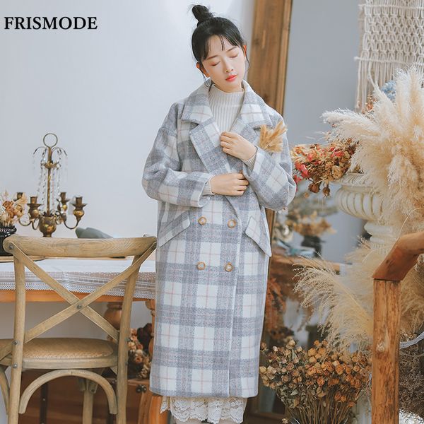 notched collar long sleeve plaid double breasted big pockets sweet long woolen coat 2018 autumn winter women wool blends coats, Black
notched collar long sleeve plaid double breasted big pockets sweet long woolen coat 2018 autumn winter women wool blends coats, Black