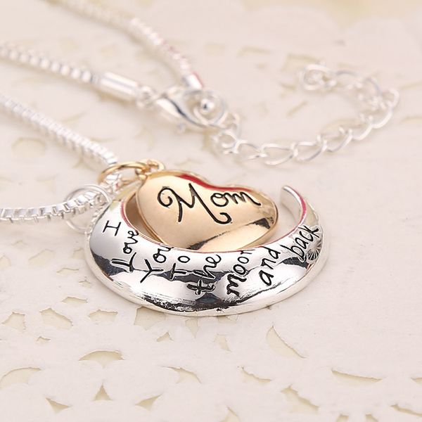 heart jewelry i love you to the moon and back mom pendant necklace mother day gift wholesale fashion jewelry dhl free, Silver
heart jewelry i love you to the moon and back mom pendant necklace mother day gift wholesale fashion jewelry dhl free, Silver