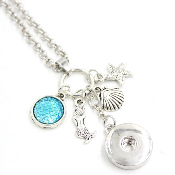 wholesale diy personalized gift 18mm snap jewelry sealife ocean beach necklace mermaid pendant snap necklace for women gift, Silver
wholesale diy personalized gift 18mm snap jewelry sealife ocean beach necklace mermaid pendant snap necklace for women gift, Silver
