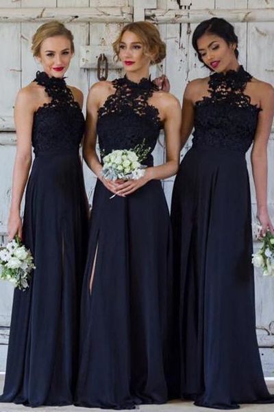 high neck lace vestido side split bridesmaid dresses sheer navy blue new draped chiffon wedding party gowns selling handmade appliques, White;pink
high neck lace vestido side split bridesmaid dresses sheer navy blue new draped chiffon wedding party gowns selling handmade appliques, White;pink