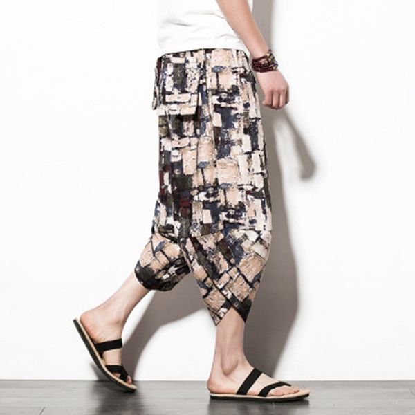 plus size flower print harem pants men calf-length pants elastic waist loose casual men linen trousers wide leg, Black
plus size flower print harem pants men calf-length pants elastic waist loose casual men linen trousers wide leg, Black