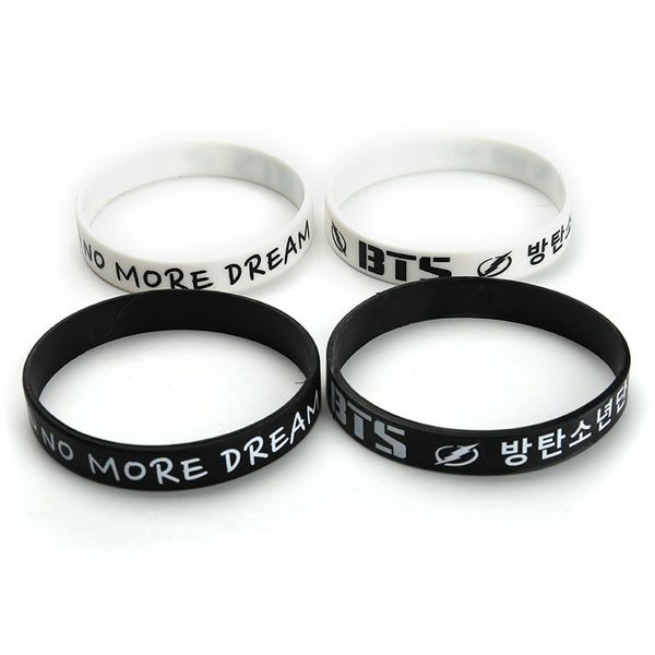 

black and white color no more dream k- bts bangtan boys wristband silicone bracelets friendship gifts, Golden;silver