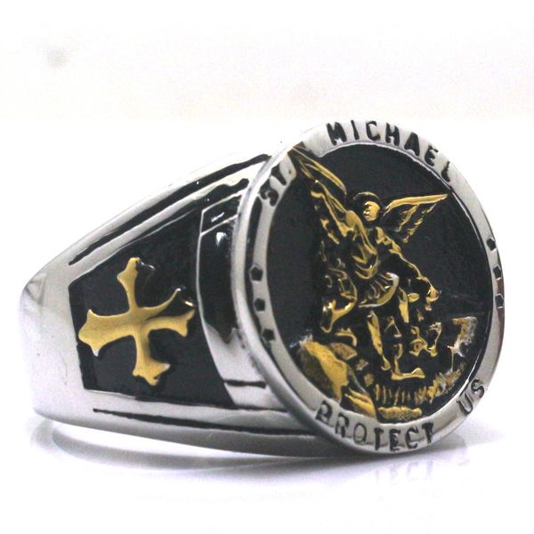 Men Boy 314L Stainless Steel Cool Cross St.Michael Protect US Golden&Silver Party Ring Newest Best Good Gift For Friends
Men Boy 314L Stainless Steel Cool Cross St.Michael Protect US Golden&Silver Party Ring Newest Best Good Gift For Friends