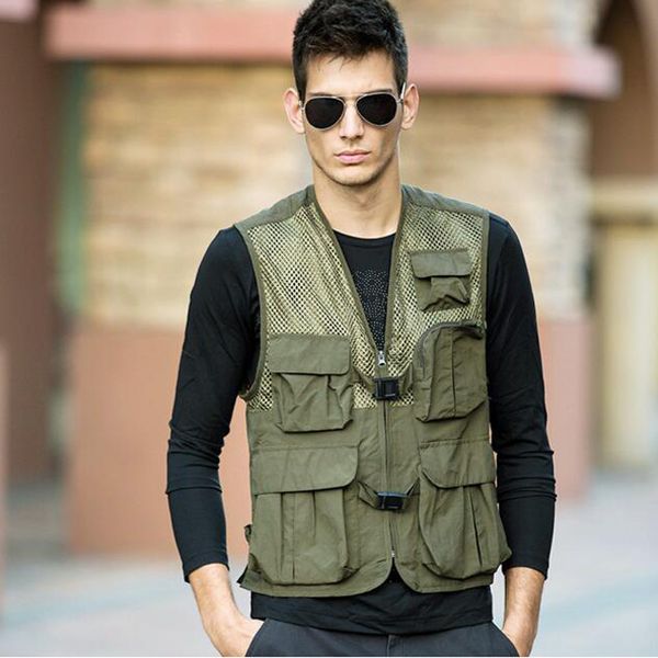 men classic mesh fishingvest m-3xl new male casual thin breathable sleeveless jacket mens multi pocket reporter baggy waistcoat, Black;white
men classic mesh fishingvest m-3xl new male casual thin breathable sleeveless jacket mens multi pocket reporter baggy waistcoat, Black;white