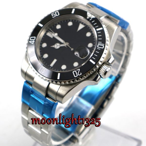 40mm black sterile dial sapphire glass black ceramic bezel automatic movement men's watch, Slivery;brown
40mm black sterile dial sapphire glass black ceramic bezel automatic movement men's watch, Slivery;brown