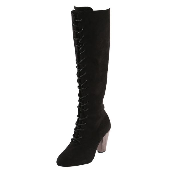 lace up over knee boots women boots flats shoes woman square heel flock botas winter thigh high 35-43, Black
lace up over knee boots women boots flats shoes woman square heel flock botas winter thigh high 35-43, Black