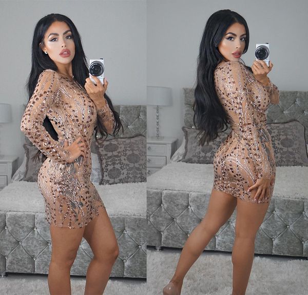2019 new luxurious sequin club dress long sleeve splice perspective hip package slim mini dress q004, White;black
2019 new luxurious sequin club dress long sleeve splice perspective hip package slim mini dress q004, White;black