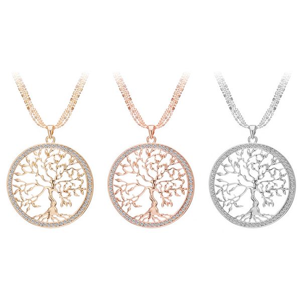 tree of life rose gold silver color long necklace for women fashion crystal multilayer pendant necklace female jewelry d788s
tree of life rose gold silver color long necklace for women fashion crystal multilayer pendant necklace female jewelry d788s