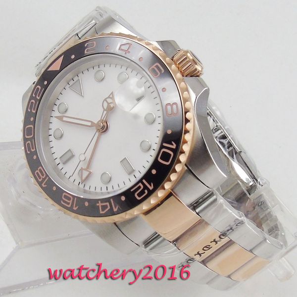 43mm white dial sterile sapphire glass calendar rotating ceramic bezel luminous stee case automatic movement men's watch, Slivery;brown
43mm white dial sterile sapphire glass calendar rotating ceramic bezel luminous stee case automatic movement men's watch, Slivery;brown