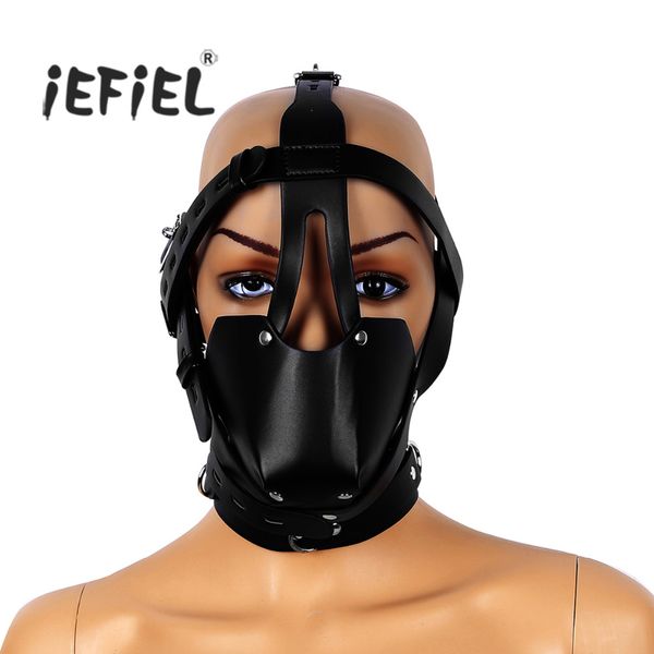 adjustable leather fancy dress masks full covered hood mask buckled lockable head harness with mouth ball gag for costume, Silver
adjustable leather fancy dress masks full covered hood mask buckled lockable head harness with mouth ball gag for costume, Silver