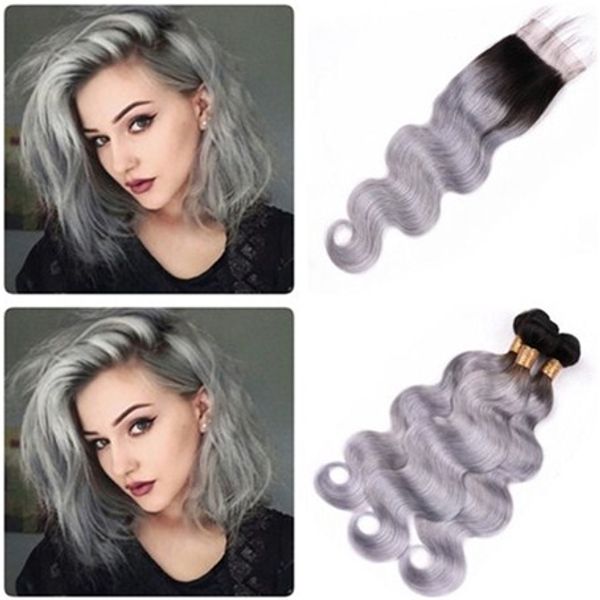 dark root 1b/grey ombre indian virgin human hair 3bundles body wave with closure ombre silver grey 4x4 lace front closure with weaves, Black;brown
dark root 1b/grey ombre indian virgin human hair 3bundles body wave with closure ombre silver grey 4x4 lace front closure with weaves, Black;brown