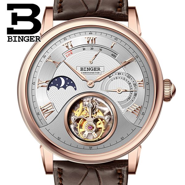 genuine luxury binger brand crocodile leather strap men chronogra sapphire waterproof automatic mechanical watch, Slivery;brown
genuine luxury binger brand crocodile leather strap men chronogra sapphire waterproof automatic mechanical watch, Slivery;brown