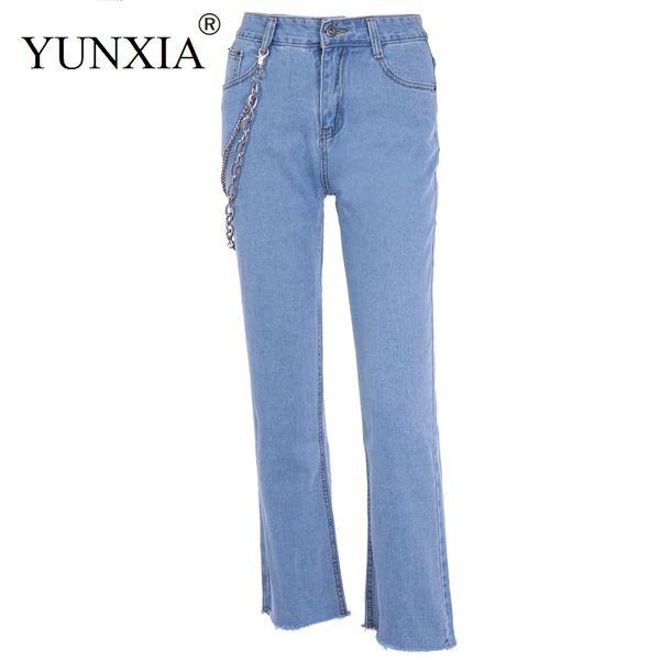 yunxia autumn hole ripped jeans women pant cool iron chain denim vintage straight jeans mid waist casual pants female streetwear, Blue
yunxia autumn hole ripped jeans women pant cool iron chain denim vintage straight jeans mid waist casual pants female streetwear, Blue