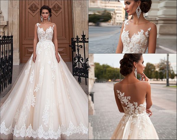 new princes see through back wedding dresses arabic lace appliques vestios de novia bridal gowns with pearls sash tulle dh4145, White
new princes see through back wedding dresses arabic lace appliques vestios de novia bridal gowns with pearls sash tulle dh4145, White