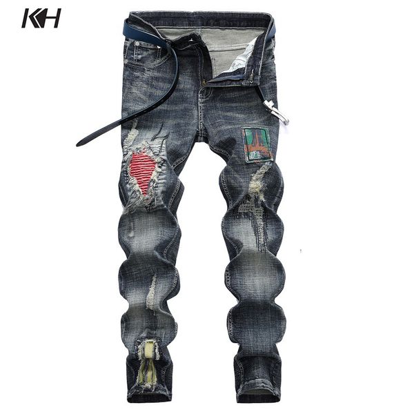 new men's fashion ripped motorcycle jeans men vintage distressed patches denim pants 2018 autumn winter plus size male clothes, Blue
new men's fashion ripped motorcycle jeans men vintage distressed patches denim pants 2018 autumn winter plus size male clothes, Blue
