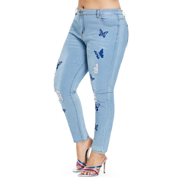 plus size jeans women distressed embroidered denim pants skinny high waist zipper pencil pants jeans 2018 ladies trousers, Blue
plus size jeans women distressed embroidered denim pants skinny high waist zipper pencil pants jeans 2018 ladies trousers, Blue