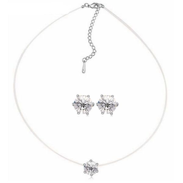 austria crystal invisible fishing line pendant necklace earrings jewelry set crystal from swarovski, Silver
austria crystal invisible fishing line pendant necklace earrings jewelry set crystal from swarovski, Silver