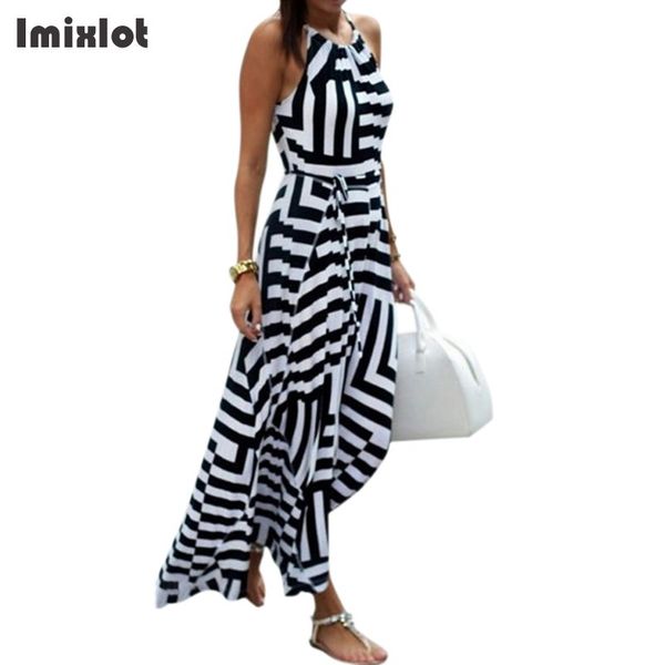 summer women dress chiffon geometric print halter tunic sleeveless long maxi party boho dresses with belt vestidos, White;black
summer women dress chiffon geometric print halter tunic sleeveless long maxi party boho dresses with belt vestidos, White;black