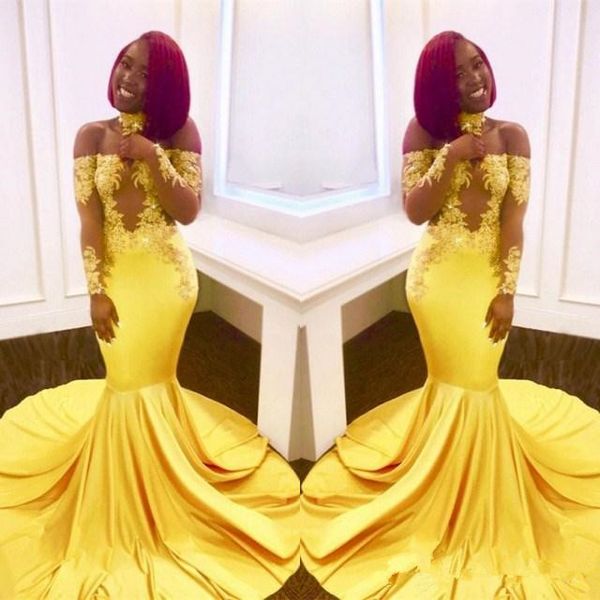 prom dresses 2018 modest black girl yellow lace elastic satin long sleeve evening party wear gown off shoulder black girl couple day, Black;red
prom dresses 2018 modest black girl yellow lace elastic satin long sleeve evening party wear gown off shoulder black girl couple day, Black;red