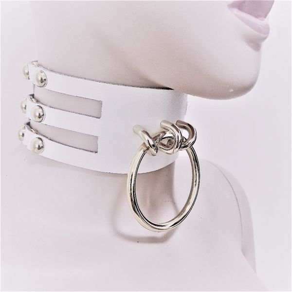 women harajuku handmade punk choker necklaces clip chain white genuine leather torque rock collar lobster clasp, Silver
women harajuku handmade punk choker necklaces clip chain white genuine leather torque rock collar lobster clasp, Silver