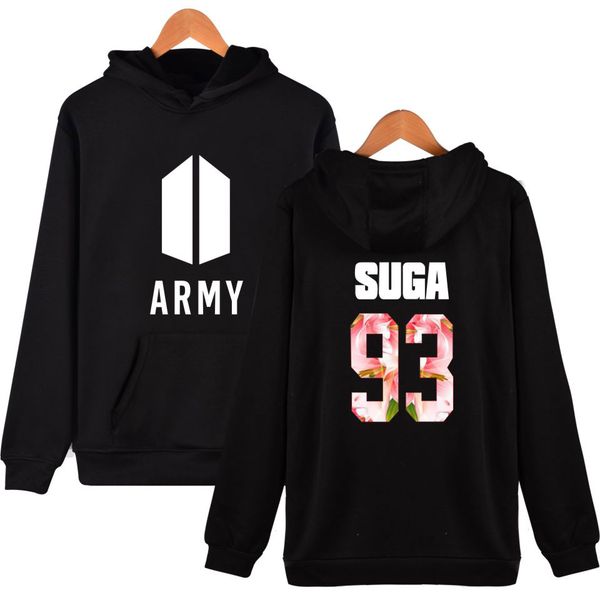 

2017 bts army harajuku all member kpop new fans cotton cap hooded autumn hoodies men sweatshirt clothes, Black