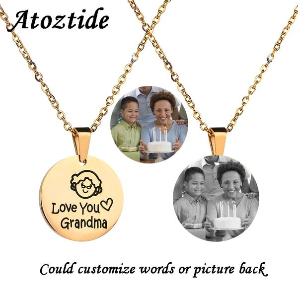 atoztide engrave pictures back i love you grandma family necklace for women stainless steel customize round pendant necklace, Silver
atoztide engrave pictures back i love you grandma family necklace for women stainless steel customize round pendant necklace, Silver