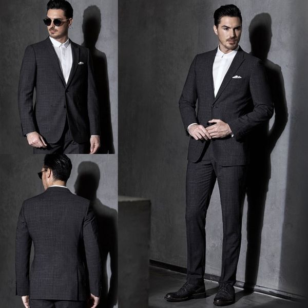 handsome black mens designer suits two pieces peaked lapel pinstripe groom tuxedos customized man business men suits (jacket+pants), Black;gray
handsome black mens designer suits two pieces peaked lapel pinstripe groom tuxedos customized man business men suits (jacket+pants), Black;gray